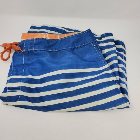 TOMMY BAHAMA BLUE WHITE STRIPE BOARD SHORTS SWIMWEAR MESH POCKETS MEN SIZE 38 - Picture 7 of 12